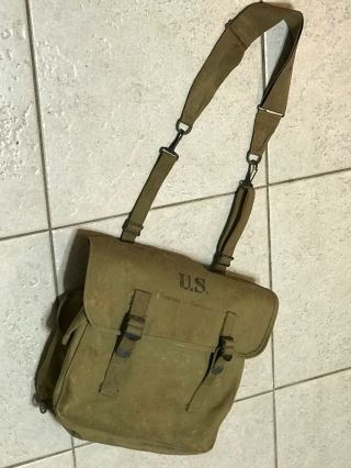 Ww2 Us Army Nurse M - 1936 Waterproof Khaki Od - 3 1942 Musette Bag W/ 1942 Strap