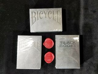 3 Decks Of Black Book Of Cards Branded And Unbranded With 2 Wax Seals