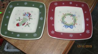 2 Longaberger Christmas Pottery All The Trimmings Plates