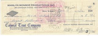 Rare Marilyn Monroe Check From Her Production Co.  Signed By Milton Greene - 1956