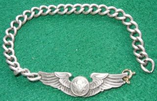 Wwii Us Army Air Force Aircrew Wings Bracelet Chain Amico Sterling Aaf