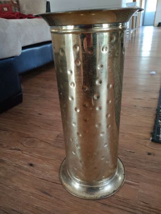 Vintage Lombard Brass Umbrella Stand Cane Holder Floor Vase England Decor 17.  5 "