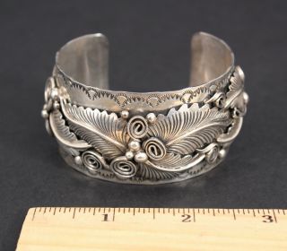 Signed M.  Thomas Jr Navajo Native American Indian Sterling Siver Cuff Bracelet 2