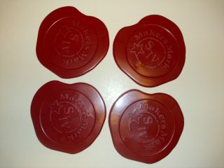 Makers Mark Red Signature Coasters - Set Of 4 Stamped W/makers Mark Logo.  J19