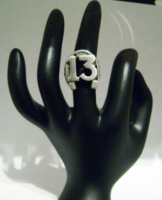 Lucky 13 Horseshoe Ring Vintage Marche Noir Size 6.  5,  925 Sterling Silver