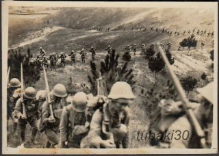 S5 China Exp.  Japan Army Photo Armed Soldiers Going Hubei Mountain Road