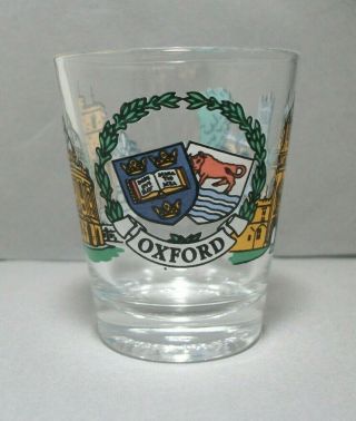 Souvenir Shotglass From Oxford University In England Featuring Iconic Images