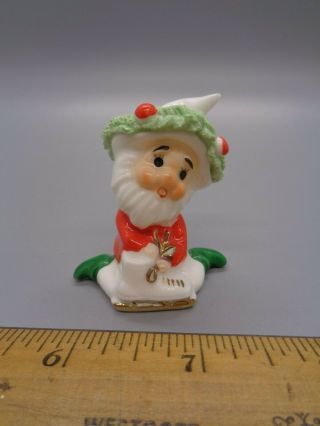 Vintage Napco Christmas Miniature Elf Gnome Dwarf White Ice Skates Bone China