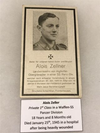 Ww2 German Death Card/picture - Waffen Ss Panzer Division - Uniform
