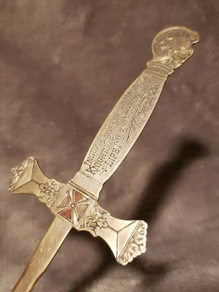 Antique Vintage Masonic Knights Templar And Masons Letter Opener