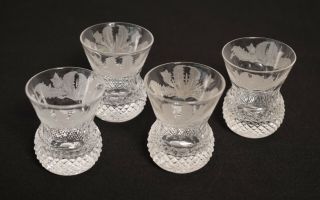 Four Very Attractive Vintage Edinburgh Crystal Thistle Pattern Shot Glasses