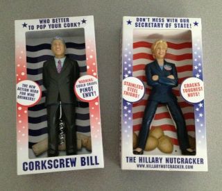 Hillary Nutcracker And Corkscrew Bill Clinton Collector Set / Action Figures