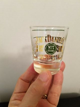 JACK DANIELS Shot Glass Gold Black Old Time Sour Mash No.  7 Tennessee Whiskey 2