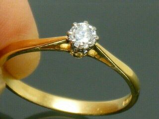 18ct Gold 18k Gold 0.  15ct Diamond Solitaire Vintage Ring Size T