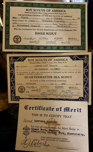 August 1930 San Bernardino,  Calif.  Boy Scouts Of America Merit Badge Award Card
