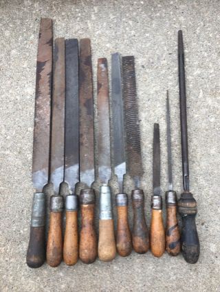 Old Vintage Tools 10 Pc File Nicholson Metal Rifling Knife Smith Blacks