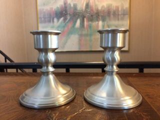 Vintage Web Pewter Weighted Candle Holders 2 Ct