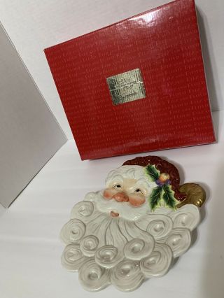Fitz And Floyd Essentials Santa Face Canape Christmas Cookie Serving Plate