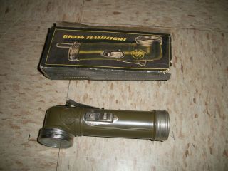 Vintage Boy Scout Bsa Brass Flashlight Good Shape W Box Usalite