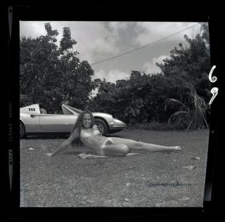 Bunny Yeager 1973 Pin - Up Camera Negative Photograph Nude Model And Ferrari Car 2