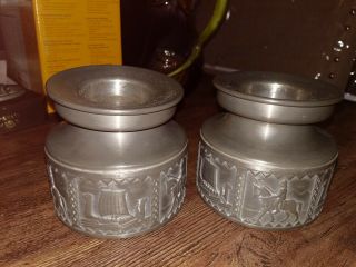 Vintage Snorr Norsk Tinn Pewter Candle Holders From Oslo Norway 3d Vikings Ship