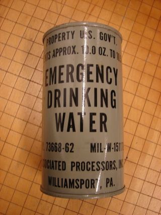 Ww2 Us Aaf - Navy Aviation Survival Emergency Drinking Water 10 Oz.  Can