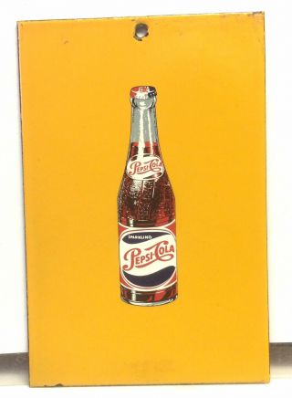 Vintage 1950’s Pepsi - Cola Pepsi Porcelain Door Push Advertising Sign