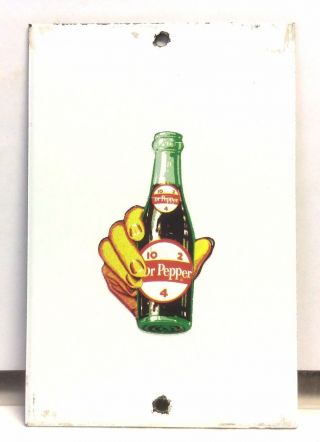Vintage 1950’s Dr Pepper Soda Porcelain Door Push Advertising Sign