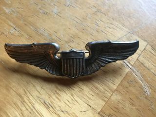 Wwii Us Army Air Corps Sterling Silver 3” Pilots Wings