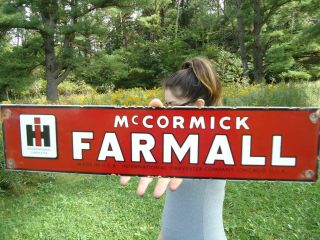 Old Mcormick Farmall Iternational Harvester Porcelain Tractor Farm Sign