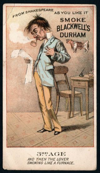 1870s Trade Card - Blackwell Durham Tobacco - Shakespeare 3rd Age