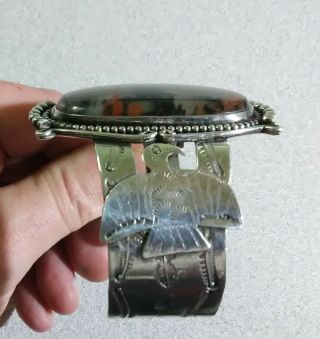 Vintage Navajo Indian Sterling Silver Cuff Bracelet And Ring Set Eagle Design