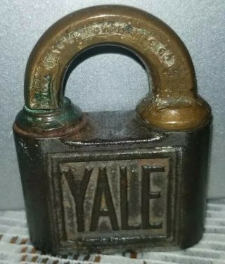 Vintage Padlock By Yale & Towne Mfg Co Pin Tumbler Brass & Steel [ No Key ]