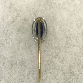 Vintage 14 Kt White and Yellow Gold with Lapis Stick Pin - 2.  3 Grams 2