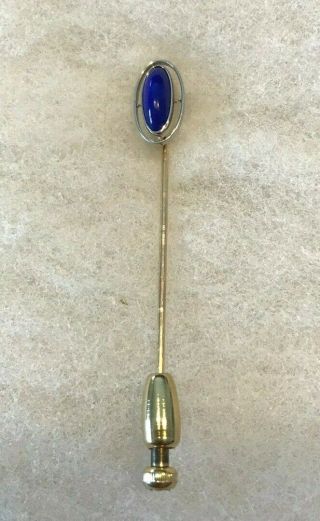 Vintage 14 Kt White and Yellow Gold with Lapis Stick Pin - 2.  3 Grams 3