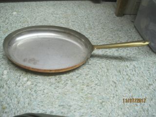 Vintage Copper Over Tin Lined Oval Pan Long Handle