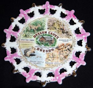 Vintage Oregon Caves State Of Oregon Collectors Cut Out With Pointed Edge Plate