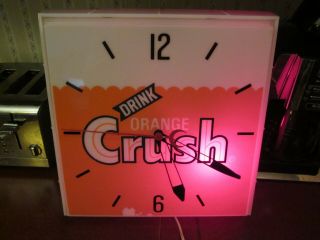 Orange Crush Lighted Clock Advertising Soda