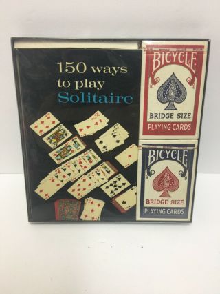 Vintage Bicycle Solitaire Set With 2 Decks Of Bridge Size Playing Cards