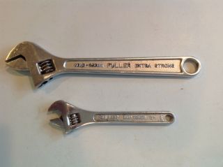 2 Vintage Fuller Tools Adjustable Wrenchs No.  10 And 6 "