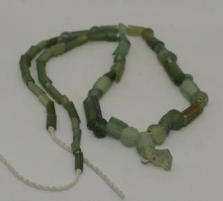 Ancient Roman Green Glass Bead Necklace Circa 2nd Century Ad 012