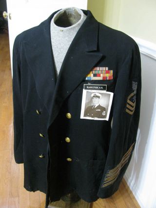 Ww2 Korea U.  S.  Navy Chief Petty Officer Coat Jacket With Ribbons And Photo