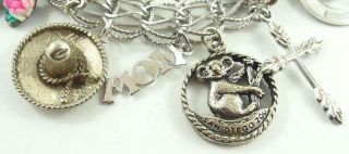 Vintage Sterling Silver Charm Bracelet with Safety Clasp 22 Charms 3