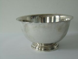 LARGE ANTIQUE STERLING SILVER PAUL REVERE STYLE BOWL 3