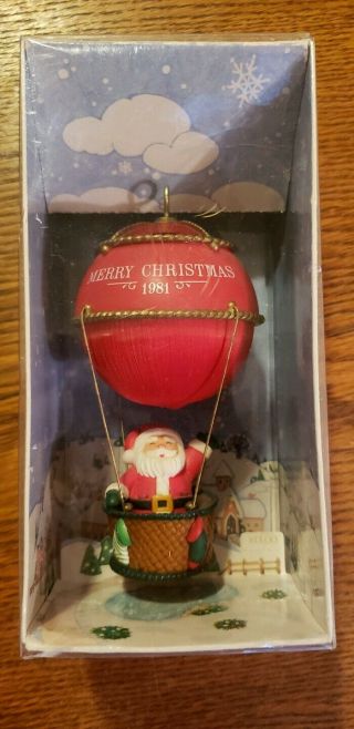 Vintage Hallmark 1981 Sailing Santa Hot Air Balloon Ride Christmas Ornament