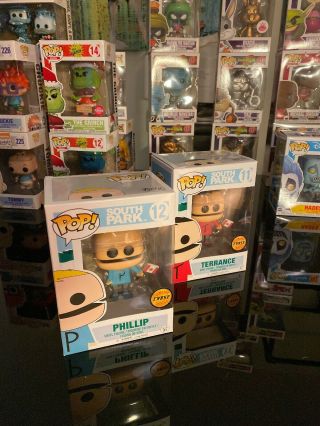 Funko Pop South Park 11 Terrance And 12 Phillip Vinyl Figures Both Chase Rare