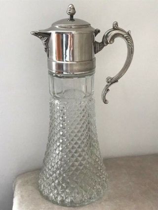Vintage Georgian Style Crystal & Silver Plate Claret Jug Decanter Gift Present