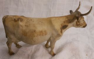 Fine Antique American Folk Art Carved And Painted Cow 3