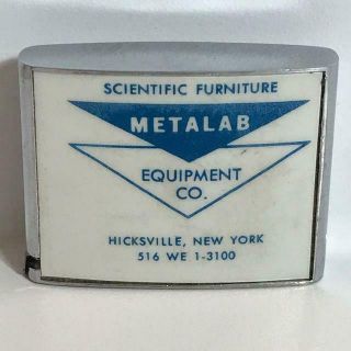 Vintage 70 " Pocket Tape Measure Advertising Metalab Equipment Co Hicksville Ny