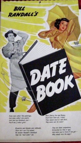 Complete 1954 " Date Book Calendar " By Bill Randall - Clifford Metal Sales Co.